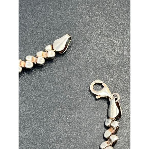 QG Signed Sterling silver Vintage Macaroni Italian Ribbed Link Bracelet Sz 7.5 - Picture 5 of 9